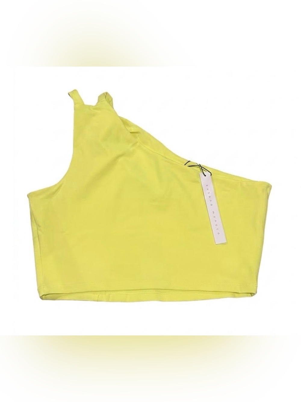 Susana Monaco Neon Yellow One-Shoulder Crop Top/ M / NWT / 15” ptp with stretch